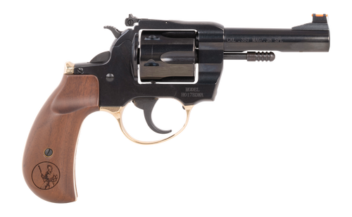 Henry H17 Big Boy Deadeye 357 Mag/38 Special, 4" Barrel, Polished Blued, American Walnut Birdshead, Adj Rear, Ramp Bead Front, 6rd