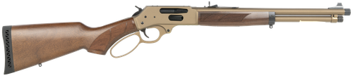 Henry H09 Provider Carbine 360 Buckhammer, 16.5" Threaded Barrel, Blued, American Walnut, Checkered, Adj Semi-Buckhorn Rear, Diamond Insert, Brass Bead Front, 4rd