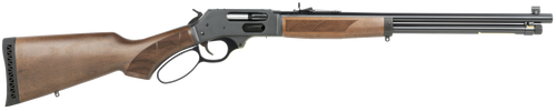 Henry H09 Provider 360 Buckhammer, 20" Barrel, Blued, American Walnut, Checkered, Adj Semi-Buckhorn Rear, Diamond Insert, Brass Bead Front, 6rd