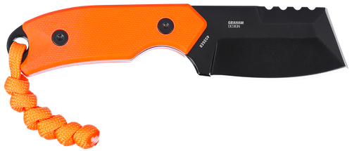 CRKT Razel Compact Knife, 2.32" Black Oxide D2 Chisel Blade, Veff Serrations, Orange G10 Handle