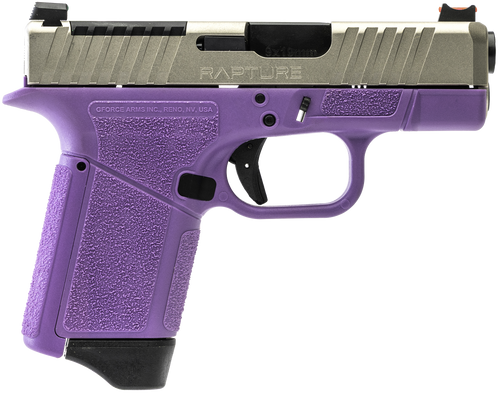 Gforce Arms Rapture 9mm, 3.25" Barrel, Nickel Optic Cut/Serrated Slide, Purple Cerakote, Shield RMSc/RMR Footprint, 12rd