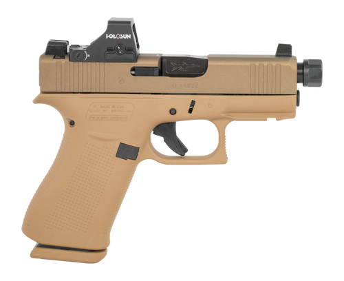 Glock 43X 9mm, 3.41" GMB Barrel, Steel Serrated Slide, Polymer Frame, Incl Holosun Sight