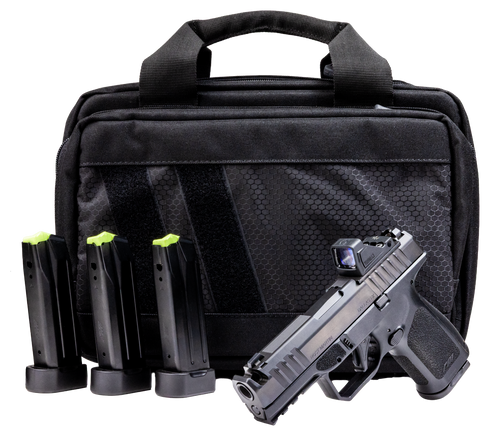 Rost Martin RM1 Comp Optics Bundle 9mm 4" Compensated Barrel, w/Optic Slide, Polymer Frame w/Picatinny Rail, Textured Grip, Viridian RFX-11 Green Dot, 17 Rd