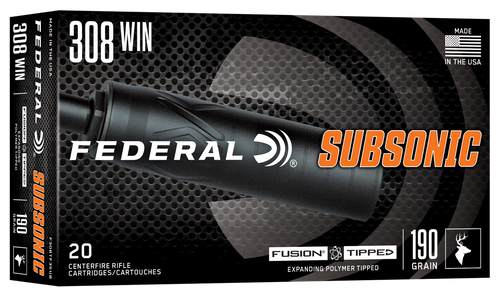 Federal 308 Win Subsonic 190gr Fusion Tipped 20 Per Box/10 Case