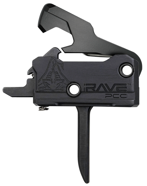 Rise Armament Rave Pistol Caliber Carbine Single-Stage Flat Trigger with 3.50 lbs Draw Weight & Black Nitride Finish for AR-Platform