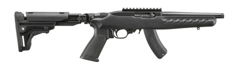 Ruger 10/22 SBR Short Barreled Rifle, 22 LR, 8" Barrel, Threaded 1/2X28, Matte Finish, Black, Pistol Grip, Folding Adjustable Stock, 15 Rd