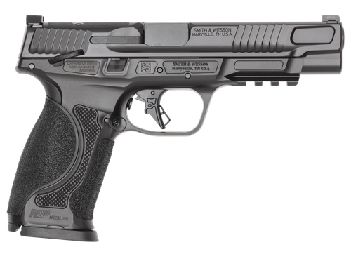 Smith & Wesson M&P M2.0 Metal Heavy Duty 9mm, 5" Barrel, Armornite Black, Front Night Sight, Black Rear Sight, Thumb Safety, Optics Ready, 2x17rd Mags
