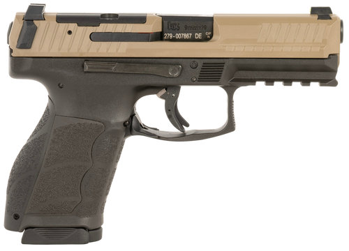 HK VP9A1 9mm, 4.53" Barrel, Flat Dark Earth Steel Optic Ready/Serrated Slide, Brown, Picatinny, 15rd