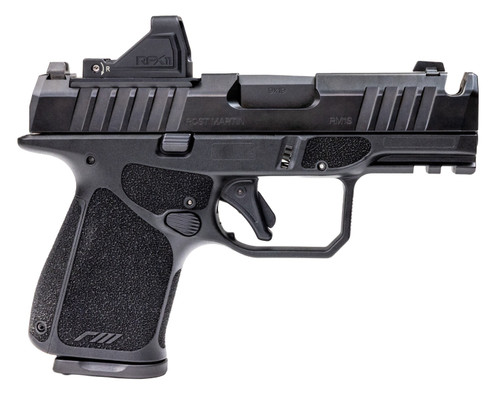 Rost Martin RM1S Comp Bundle 9mm 3.60" Compensated Barrel, Black Frame w/Picatinny Rail, Viridian RFX-11 Green Dot, 12rd & 15 rd Mags