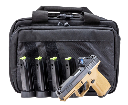 Rost Martin RM1C Bundle Compact 9mm 4" Match Grade Barrel, Flat Dark Earth Frame w/Picatinny Rail, Viridian RFX-11 Green Dot, Ambidextrous