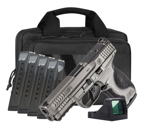 Smith & Wesson M&P9 M2.0 Optic Package 9mm, 4.25" Barrel, Cerakote Tungsten Gray, Fixed Sights, No Manual Safety, Optics Ready, 5x17rd Mags, Viridian RFX11 Reflex Sight