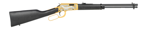 Rossi Rio Bravo Ronald Reagan 22 LR, 18" Barrel, Engraved Gold, Black Stock, Drift Adj Front, Buckhorn Rear, 15rd