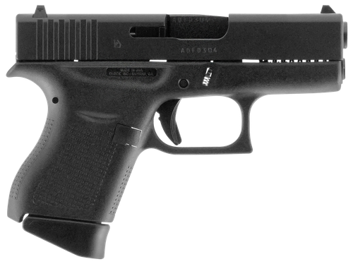 Glock 43 Rebuilt Sub-Compact, 9mm, 3.41" Barrel, Matte Finish, Black, Fixed Sights, 6 Rounds, 2 Magazines 6 Rd