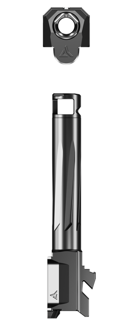 Radian Weapons RAMJET Fluted Barrel with AFTERBURNER Muzzle Brake, 9mm, DLC Finish, Black, INTRA-LOK Mounting System, Fits GLOCK 26 Gen 5