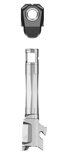 Radian Weapons RAMJET Fluted Barrel with AFTERBURNER Muzzle Brake, 9mm, DLC Finish, Black/Gray, INTRA-LOK Mou+nting System, Fits Glock 26 Gen 5