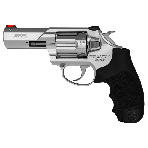 Diamondback SDR 357 Mag/38 Special, 3" Barrel, Stainless Steel Construction, Polished Silver, Black Rubber Grip, Fiber Optic Sights, 6rd