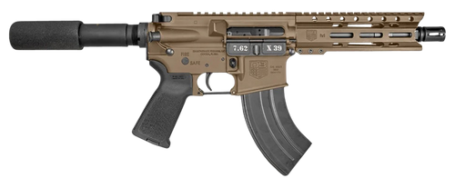 Diamondback DB15 7.62x39mm 28rd,7", Flat Dark Earth, Carbon Lower, 6" M-Lok Handguard, Black Padded Buffer Tube/Magpul Grip