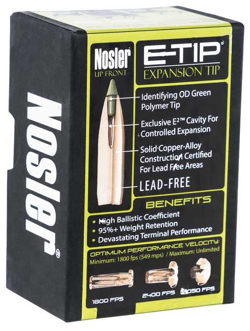 Nosler E-Tip 30 Caliber .308 Lead Free 110gr, Spitzer 50 Per Box -NOT AMMO-