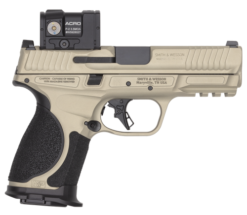 Smith & Wesson M&P M2.0 Metal Aimpoint Optic Spec Series VI  9mm, 4" Barrel, Cerakote Champagne, Aimpoint ACRO P-2 Optic, Ported, Floyds Custom-Magwell, Baseplates, 3x15rd Mags