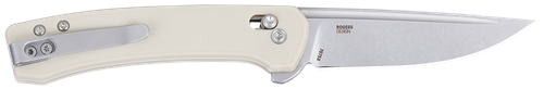 CRKT Q Compact Knife, 3.05" Stonewashed 14C28N Drop Point Blade, White GRN Handle, Crossbar Lock