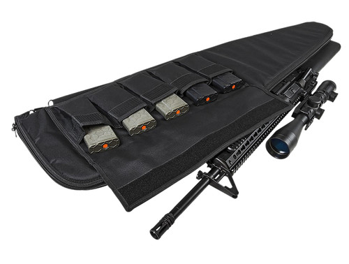 NcStar VISM Rifle Case Black PVC Nylon with ID Holder, Foam Padding, Double Zippers & Mag Pouches 46" L x 13" H