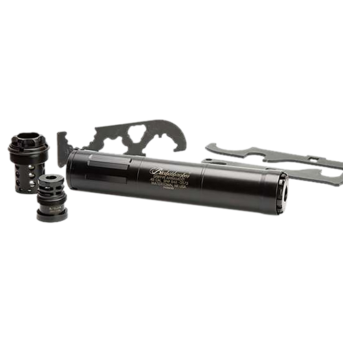 Griffin Armament Bushwacker 46, Gen 2, Fits Large Bore 9mm/45ACP/30Cal/.450 BM/.458 SOCOM/ .45-70 Govt, Steel Tube with Titanium Baffles, Black Nitride Finish