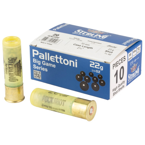 Sterling Big Game Series, 20 Gauge, 2.75", 00 Buckshot, 6/8 oz, Shot Shell, 10rd Box