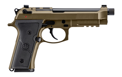 Beretta M9A4 Overlanding 9mm, 5.1" Threaded Barrel, Cerakote Bronze, Tritium Night Sights, 10rd, 2 mags, Includes Flashlight, Compass, and a 10mm Socket
