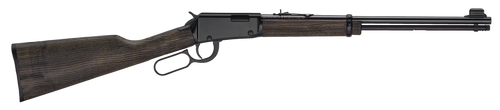 Henry H1 Garden Gun, Lever Action , 22 LR, 18.5" Barrel,rd Blued, Smooth Bore Barrel, Rustic Black Ash Stock, Semi-Buckhorn Rear, Hooded Blade Front Sight, 12rd