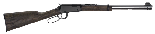 Henry H1 Garden Gun 22 LR, 18.5" Barrel,rd Blued, Smooth Bore Barrel, Rustic Black Ash Stock, Semi-Buckhorn Rear, Hooded Blade Front Sight, 12rd