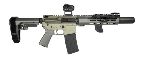 Shark Coast Tactical Sneeky Pete Deluxe 5.56 NATO 30+1 7.50" Barrel, M-LOK, SB SBA3 Brace, Vortex  Red Dot, Streamlight  Rail Light 2, YHM Turbo K-RB Suppressor