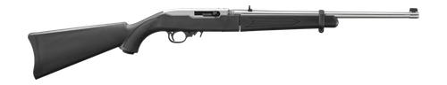 Ruger 10/22 Takedown, 22 LR, 18.5" Cold Hammer Forged Barrel, Matte Finish, Stainless, Black Stock, Adjustable Rear Sight, Gold Bead Front Sight, Manual Safety, 10rd Rotary Magazine