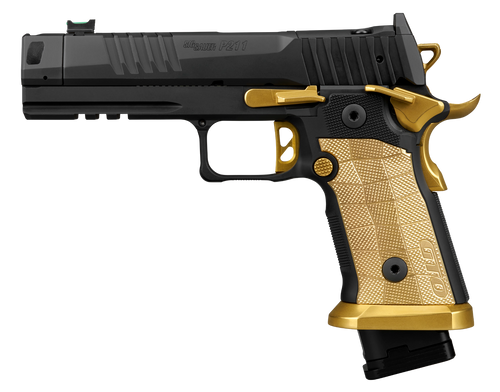 Sig P211-GTO SPECTRE COM 9MM, 4.4" Bull Barrel, Mach3d Compensator, Black, Optics Ready Slide, Fiber Optic Sights, Brass Lok Grip, Titanium Nitride Controls, 3 Mags, (2)-21Rd & (1)-23 Round