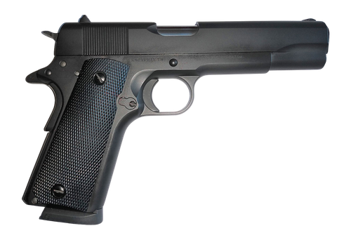 Tisas 1911A1 Service, 1911 45ACP, 5" Barrel, Cerakote Black, Plastic Grips, Iron Sights, 7rd, 2 mags