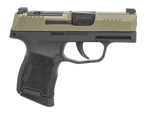 Sig Sauer P365 Micro-Compact 9mm 10rd,3.10" Barrel, Moss Green Optic Ready/Serrated Slide, Black Alloy Frame Accessory Rail, Textured Grip, RMSc Footprint