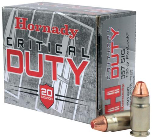 Hornady Critical Duty .357 Sig 135gr, FlexLock 20rd Box Brass Case Hornady Critical Duty .357 Sig 135gr, FlexLock 20rd Box Brass Case