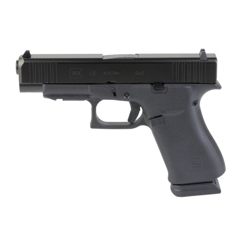 Glock 48 Slim Compact 9mm 15rd, 4.17" GMB Barrel, Black nDLC Optic Ready/Serrated Steel Slide, Black Polymer Frame Beavertail & Front Rail