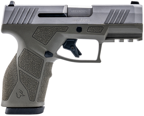 Taurus GX2 9mm, 3.37" Matte Stainless Steel, Serrated, Olive Drab Green Polymer Frame Picatinny Rail, 10rd