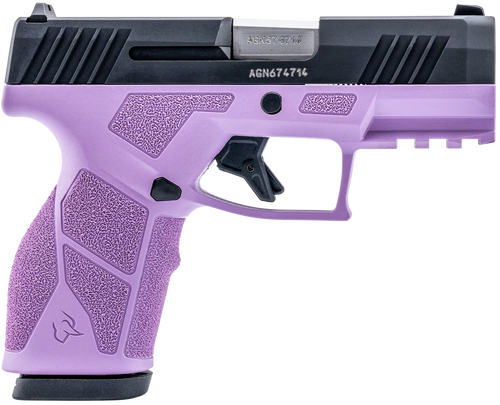 Taurus GX2 9mm, 3.38" Barrel Length, Matte Light Purple and Black, Manual Safety, White Dot Front Sight with Drift Adjustable Rear Sight, 2x10rd Mags