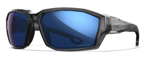 Wiley X Alpine Captivate Polarized Safety Sunglasses, Blue Mirror Lens, Gloss Crystal Grey Frame