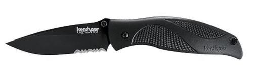 Kershaw Black Out Folder 440A Stainless Serrated Blade Polyimide