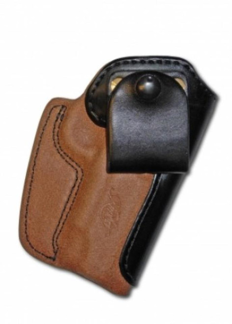 Kimber Inside-the-waistband holster for Pro-size (4-inch) 1911 models black/natural leather Kimber logo by Mitch Rosen 