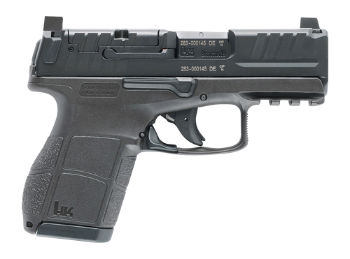 HK VP9CC 9mm, 3.1" Barrel, Black, Optic Ready/Serrated, Picatinny Rail, Interchangeable Backstrap Grip, 10rd