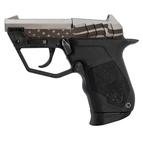 Taurus 22 TUC 22 LR 9rd,2.50" Stainless Tip-Up Barrel, Custom Engraved Serrated Slide, Black Polymer Frame