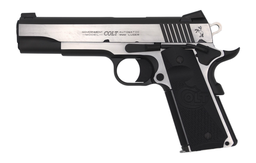 Colt Combat Elite Government, 1911, Full Size, 45ACP, 5" Barrel, Two-Tone Silver and Black, G10 Grips, Novak Night Sights, Optic Ready, Ambidextrous Thumb Safety, 8rd