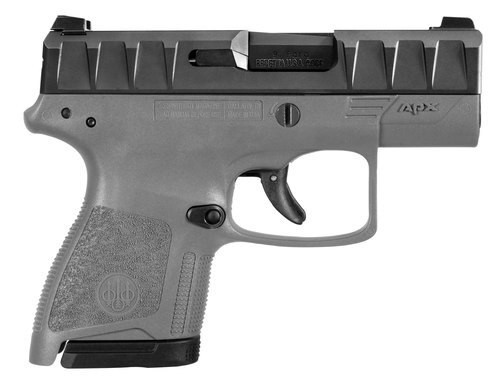Beretta APX Carry 9mm, 3.07" Barrel, Wolf Gray Grip, Black, Serrated Slide, 6rd+8rd Mags