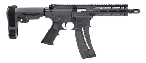Smith & Wesson M&P15 Pistol 22 LR 8" Black Carbon Steel Barrel 25rd, Black Magpul MOE Grip, Manual Safety, Optics Ready