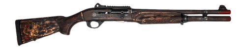 MAC Apocalypse 12 Ga 5rd, 18.5" Barrel, Multicolor Engraved-Distressed Cerakote, Picatinny, Distressed-Engraved Wood