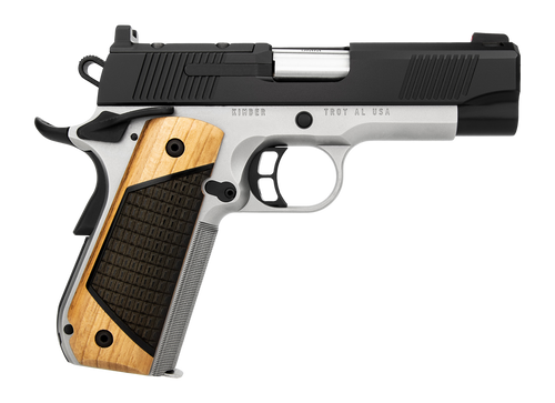 Kimber Next Generation Pro 1911 45ACP, 4" Bull Crowned Barrel, Matte Stainless Black Slide, Black Walnut Inlay Grips, Fiber Optic, Serrated Sights, Optics Ready