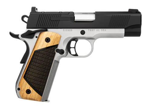 Kimber Next Generation Pro 1911 9mm, 4" Bull-barrel Crowned, Matte Stainless Black Slide, Black Walnut Grip Inlay, Fiber Optic Front, Serrated Sights, Optics Ready